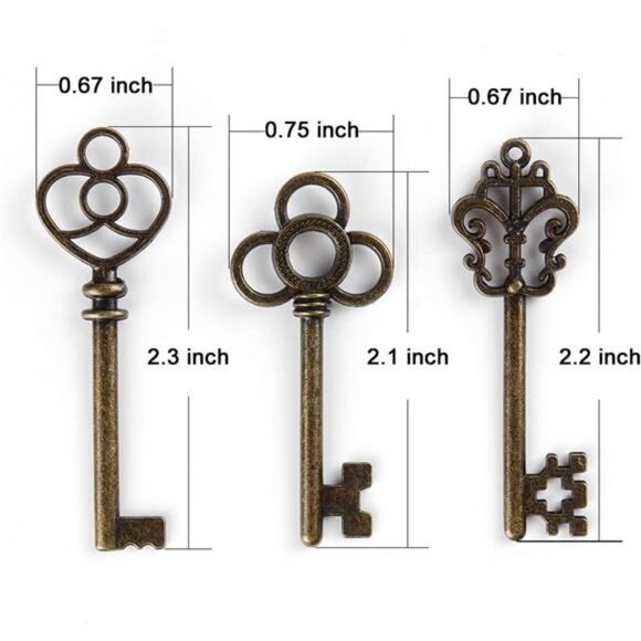 Mixed Set of 30 Large Skeleton Keys with Antique Style Bronze Brass - Picture 2 of 8
